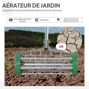 Rolo arejador para relvado com cabo telescópico 98L x 45l x 87H cm Verde