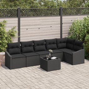 vidaXL Conjunto de Jantar para Jardim de 7 Peças com Almofadas Bege em Rattan Sintético