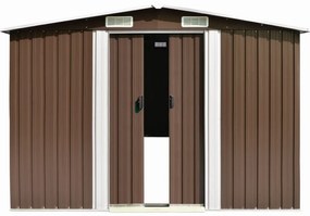 Abrigo de jardim 257x392x181 cm metal castanho