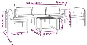 6 pcs conjunto lounge jardim com almofadões alumínio antracite