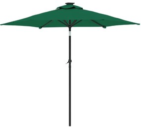 Guarda-sol de jardim com poste de aço 225x225x212 cm verde