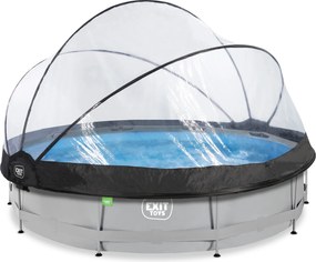 Piscina redonda Soft ø360x76cm com bomba de filtragem e cobertura - cinzenta