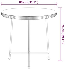 Mesa de jantar Ø80 cm  vidro temperado e aço