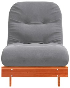 Sofá-cama futon c/ colchão madeira de pinho maciça castanho-mel