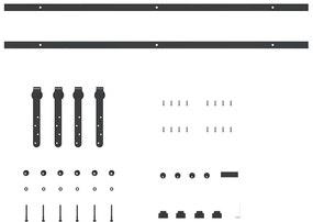 Kit para armário deslizante aço carbono 213 cm