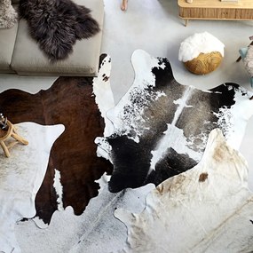vidaXL Tapete em couro de vaca genuíno 180x220 cm preto e branco