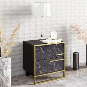 Mesa de Cabeceira Polka – Dourado e Preto – 50x51,8x38,5 cm