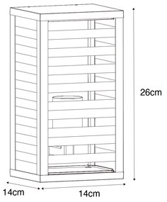 Candeeiro de parede exterior moderno preto com vidro fumê 26 cm IP44 - Reims Moderno