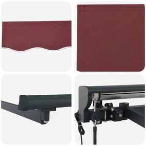 Toldo Semi-Cassete Elétrico Manual Vermelho Borgonha 400x300 cm
