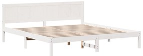 Cama de Madeira de Pinho Branca Branca Madeira Maciça Cama de Casal
