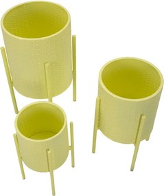 CONJUNTO DE 3 VASOS IRIS AMARELO Ø 36X56,5-30X48,5-24X37,5 CM (PLANTAS NÃO INCLUIDAS)