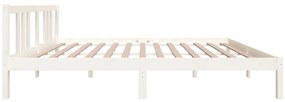 Estrutura de cama king 150x200 cm madeira maciça branco