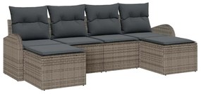Sofá de Jardim de 6 Peças com Almofadas Cinza em Rattan