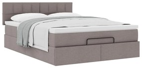 Cama otomana com colchão 140x200 cm tecido cinza