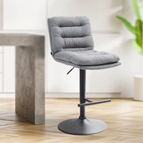 Banco de bar Damar em tecido com estrutura preta 94-116 x 42 x 56 cm Cinzento