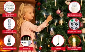 Conjunto de 30 velas LED para árvore de Natal, branco quente, com comando remoto