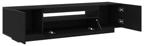 Gabinete de TV vidaXL com luzes LED em Preto Carvalho, 160x35x40 cm em