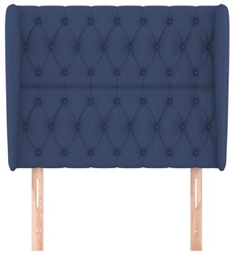 Cabeceira de cama c/ abas tecido 103x23x118/128 cm azul