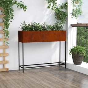 vidaXL Vaso Elevado para Jardim Ferro Enferrujado 100 x 26 x 82 cm