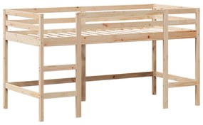 Cama alta c/ escada e telhado 90x190 cm pinho maciço