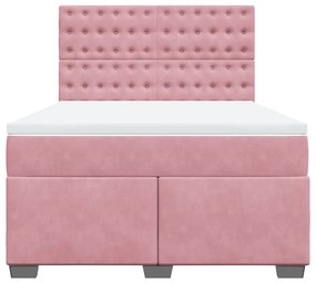 Cama com molas/colchão 160x200 cm veludo rosa