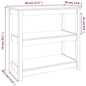 Mesa consola 80x40x74 cm madeira de pinho maciça branco