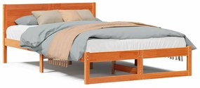 Cama Marrom Encerado Madeira de Pinho Sólido 140 x 190 cm Durável