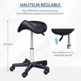 Banco com rodas, banco de massagem com altura ajustável entre 43 e 55 cm e assento ergonómico, cadeira de trabalho com rodas e rotação de 360°, para s