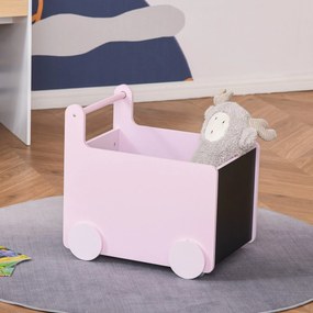 Organizador de Brinquedos Toys com Rodas - Rosa - Design Nórdico