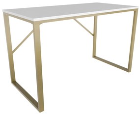 Secretária de Estudo Layton - Dourado e Branco - 120x60x74 cm