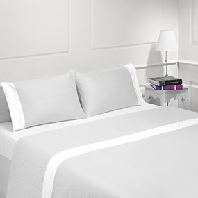 Jogo de lençóis 100% algodão - COIMBRA CINZA da Casa&Algodão: cama 140/150cm - 1 lençol superior 240 x 290 cm + 1 lençol inferior 240 x 290 cm + 2 fronha almofada 50x70 cm