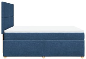 Cama com molas/colchão 140x200 cm tecido azul