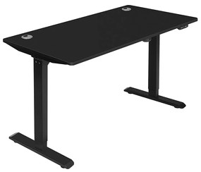 Secretária elétrica regulável, 70 x 140 x 73-114 cm, armação preta c/ tampo, ajuste infinito