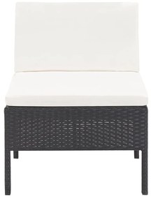 3 pcs conjunto lounge de jardim c/ almofadões vime PE preto