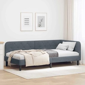 vidaXL Estrutura de Cama de Canto Cinza Escuro 90 x 200 cm Veludo