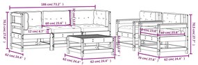 6 pcs conjunto lounge de jardim c/ almofadões pinho impregnado