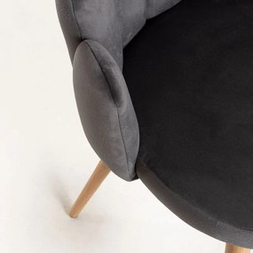 Cadeira Flew em Veludo - Cinzento Escuro - Design Nórdico