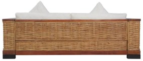 2 pcs conjunto de sofás com almofadões vime natural castanho