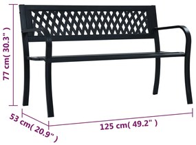 Banco jardim 125 cm aço preto