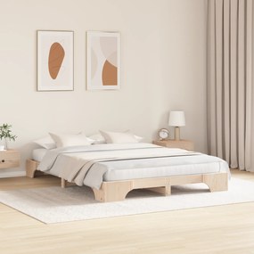 Estrutura de Cama Natural Madeira de Pinho Sólido 140 x 200 cm