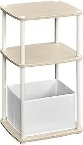 Mesa lateral SONGMICS HOME, mesa de cabeceira, mesa lateral com 3 prateleiras de armazenamento, cesto de tecido, para quarto, sala de estar, estrutura de aço, 30 x 34 x 58 cm, moderna, bege natural LET286N01