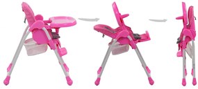 Cadeira de refeição para bebé rosa e cinzento