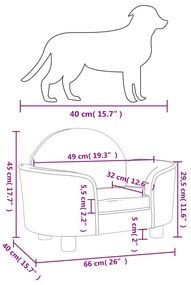 Cama para cães 66x40x45 cm veludo cor creme