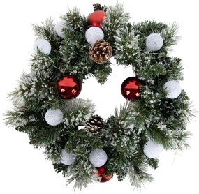 Grinalda de Natal branca com vermelho 45cm incl. LED com temporizador - Jack