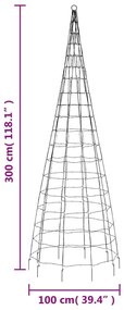 Árvore de Natal LED no mastro 550 LEDs branco quente 300 cm