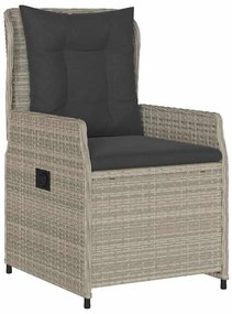 Conjunto de Jantar de Jardim 3 Peças Cinza Claro em Rattan Sintético