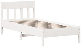 Cama sem colchão 100x200 cm madeira de pinho maciça branco