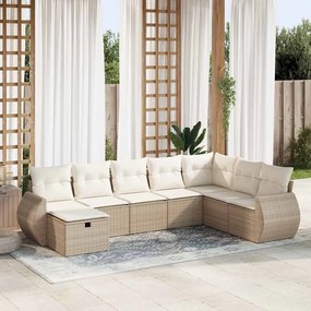 vidaXL 8 pcs conjunto de sofás p/ jardim com almofadões vime PE bege