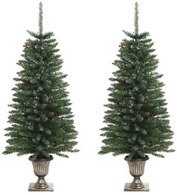 Árvores Natal artificiais 2pcs c/ coroa de Natal/grinalda/LEDs