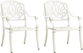 vidaXL Cadeiras de jardim 2 pcs alumínio fundido branco